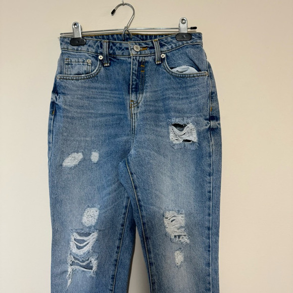 Koaj Norini Boyfriend Straight Leg Jeans Women's 4 Blue Distressed Medium Wash - Picture 2 of 10